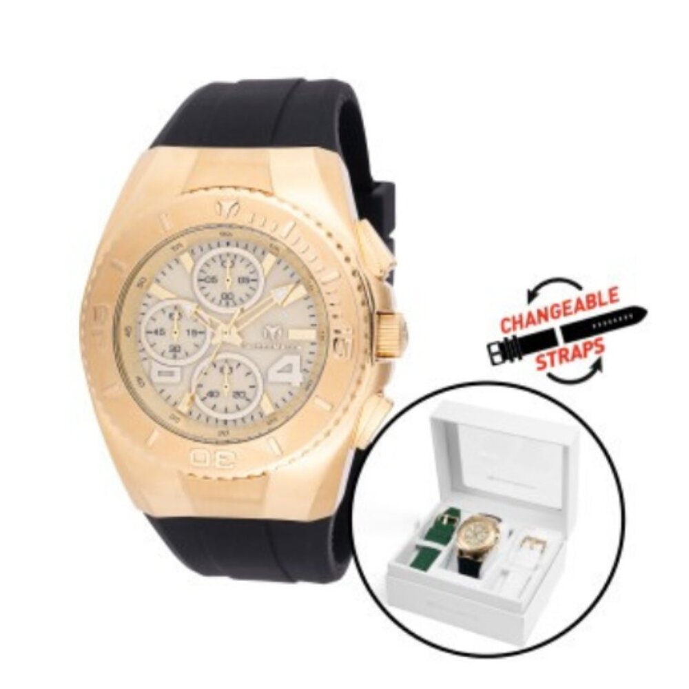 TechnoMarine Men's TM-124031 Cruise Original 43mm gold with 3 STRAPS Gift ideas